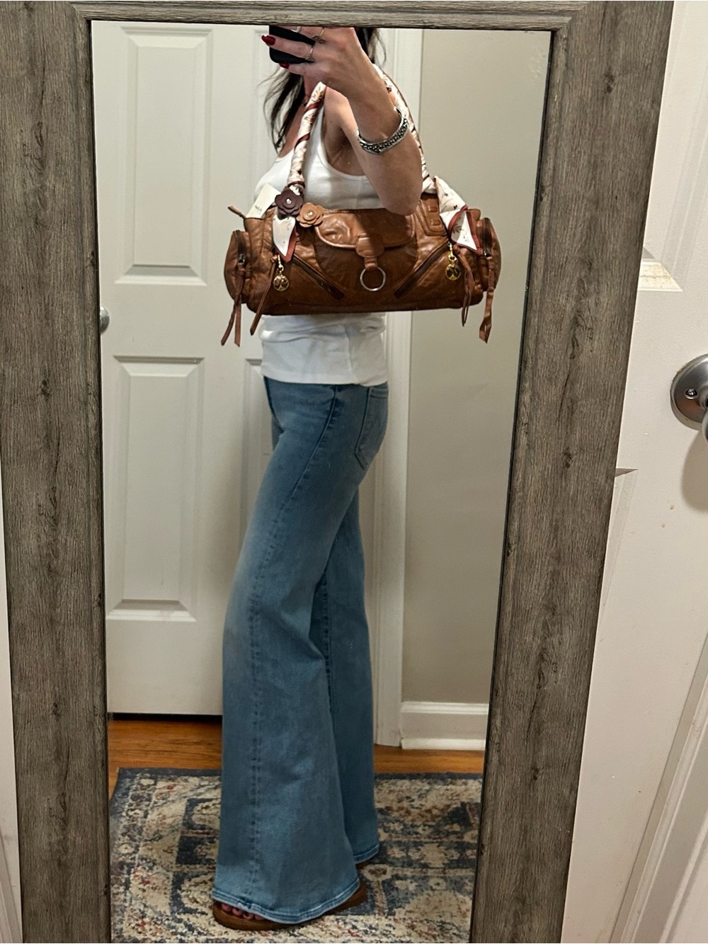 NWT Free People Sabo East West Bag in Saddle with Included Bags Charms & Scarf - Picture 11 of 16